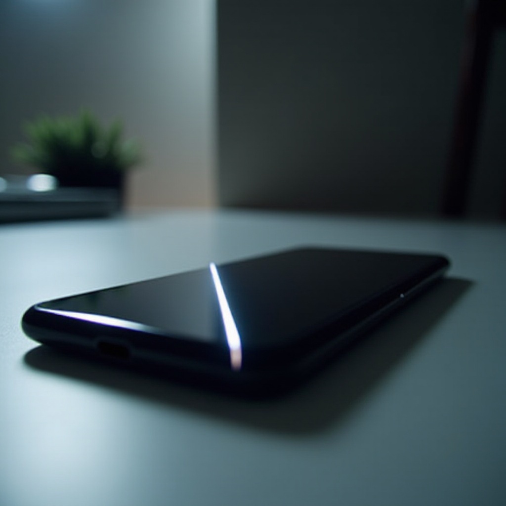 biała linia na ekranie telefonu po upuszczeniu